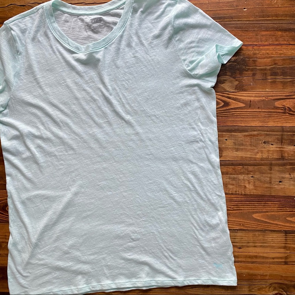 Pink sea foam green basic crew neck tee